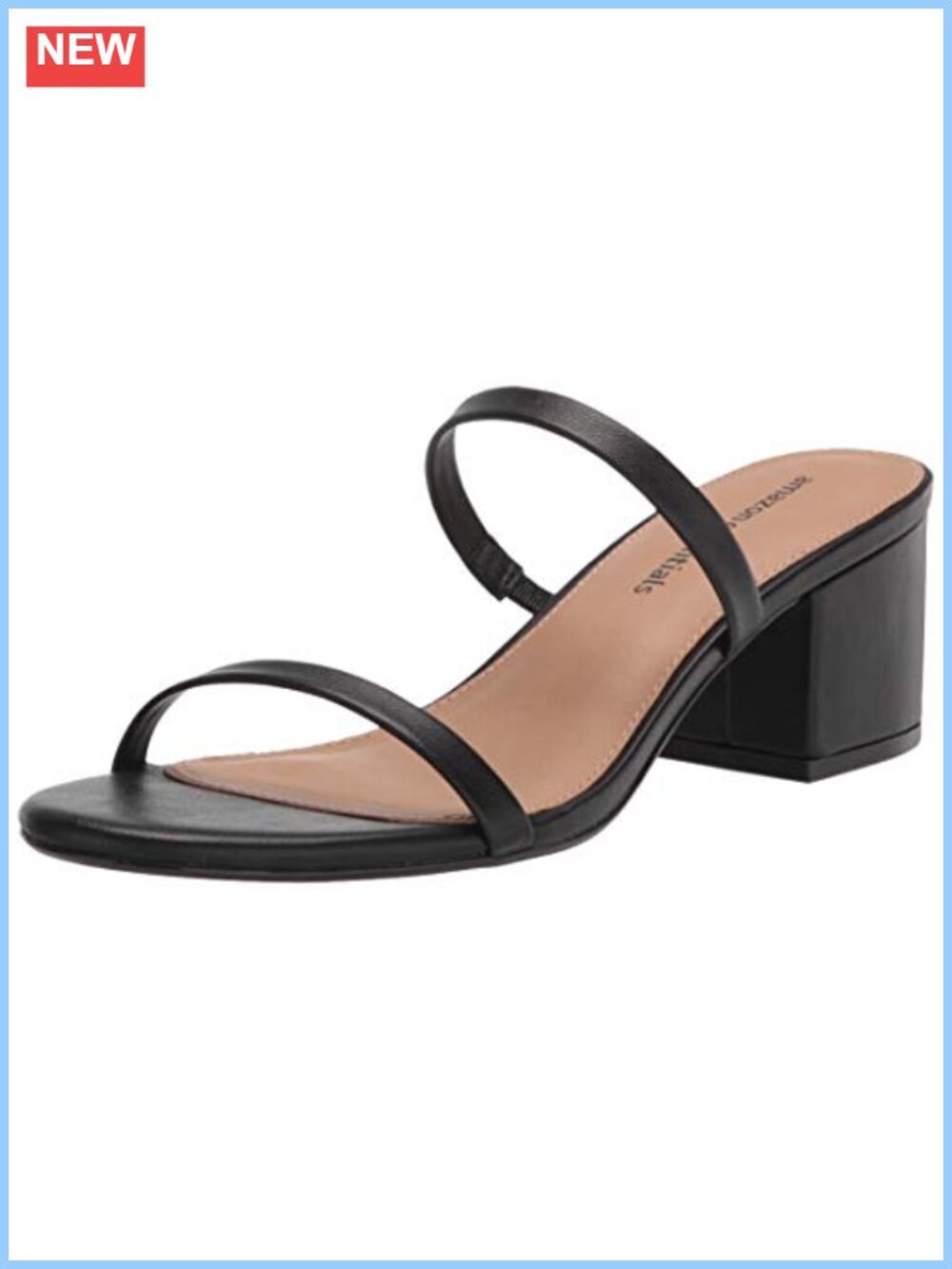 Women's Thin Two Strap Block Heel Sandals with Memory Foam Insole